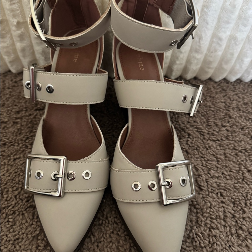 Bohme Cream Buckle Strap Heels